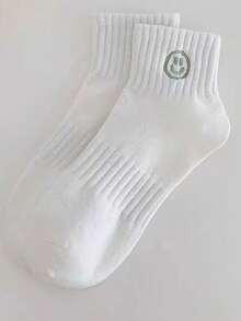 1 Paar/3 Paar/5 Paar Damen einfache Mode weiße lächelnde Gesichts Knöchelsocken