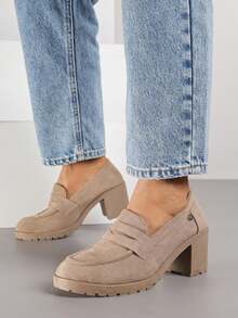 Soft Loafers For Women - Classic Autumn/Winter Casual Work Shoes - Khaki - View 2