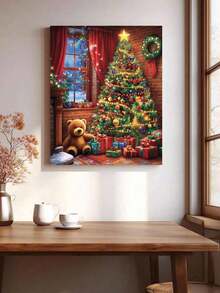 40*50cm 无框圣诞树数字油画 DIY 套装，适合初学者的艺术套装，包含颜料、画笔和高清素描，防水快干颜料，是送给朋友和家人的创意礼物，3 步即可完成杰作，沉浸式艺术体验，缓解压力 - 紅色 - 查看 5