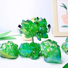 Natural Green Aura Titanium Crystal Quartz Cluster - Rough Specimen For Home And Office Decoration, Creative Gift And Jewelry Ornament - Army Green - View 10