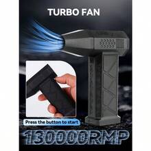 Mini Turbo Jet Fan, Air Blower 130000RPM Turbo Fan, 3 Gear Adjustable Electric Air Duster, Wind Speed 52m/S Brushless Motor Handheld Duct, Car High-Performance Cyclone Turbo, Air Cushion Inflation, Blow Dry Pets, Barbecue Hair Dryer Tools - 黑色 - 查看 5