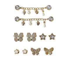 10pcs Shoe Decorative Charms, Shiny Fashion Versatile Butterfly, Star, Faux Metal Chain, Personalized Sandal Ornaments, Suitable For EVA Beach Shoes, Slippers, Removable Shoe Uppers, Girl Accessories, Holiday Gift