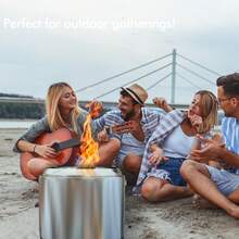 Brasero portátil de acero inoxidable para exteriores, sin humo, de 27 pulgadas, con soporte extraíble y cenicero, ideal para acampar, jardín y patio. - Plateado - Ver 5