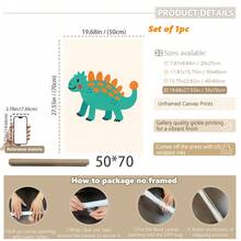 1 gerahmtes/Leinwand Wandkunst, Dinosaurier Tier Thema Dekoration. Badezimmer Wanddekoration. Themen Poster, Schlafzimmer Dekoration, Raumdekoration, Heimdekoration, Ornamente, Winterdekoration für Zuhause, Wanddekoration. Geeignet für Kinderzimmer, Kinderzimmer, Jungen- und Mädchen-Partyräume, Kita-Klassenzimmer Dekoration, wasserfestes Material. Kopfteil Dekorative Tapete, Party Deko Geschenke. Badezimmer Wanddekoration.