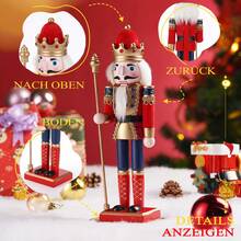 Klassischer Nussknacker König 30CM Handgehaltenes Zepter Weihnachtsdekoration Für Tisch Vitrine Und Wohnzimmer Festliches Geschenk
