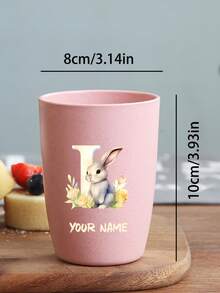 可定制的个性化兔子图案水瓶，饰有可爱的兔子和字母设计，还包括创意牙刷杯、宿舍水瓶、情侣简约便携水瓶和加厚牙刷杯。它们是复活节、情人节和感恩节等节日的完美礼物。 - 彩色 - 查看 5