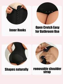 1pc Women's Lace Shapewear Bodysuit, High Line Lifting Zipper Gusset, Slimming Bodycon, Tummy Control High Shrinkage Fabric Corset Top