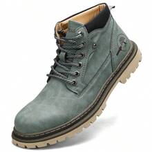 Men's Leather Chukka Boots | Lace-Up Ankle Boots For Men | Casual Comfort Boots - màu xanh lá - Xem 1