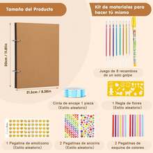 ZZBIFRJ Álbum de Fotos, 30 Páginas Álbum de Recortes, Cubierta de Páginas Kraft con Bolígrafos, Adhesivos y Decoraciones, Regalo para Cumpleaños, Navidad, Pareja, Boda Aniversario KLVW - 1 - Ver 3