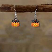 2pcs/Set Dark Gothic Halloween Skeleton Cartoon Earrings, Suitable As Gifts