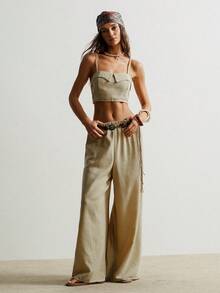 Rusttydustty Marked Code Casual Vacation Women's Setboho Easter Beach Outfits Hawaii Music Festival Tropical Vacation - Khaki - View 4