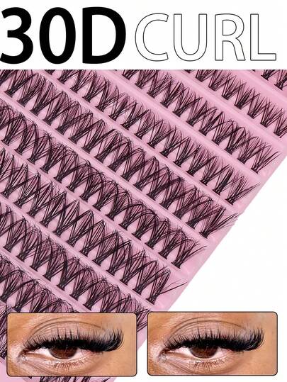 200pcs 30D Luxury Natural Curly Soft False Eyelashes, D Curl, Super Lightweight, Makeup Tools, Bulk Individual Eyelash Extensions, Suitable For DIY Eyelash Growth, Curly, Fluffy, Smoky Style, Reusable, False Eyelashes