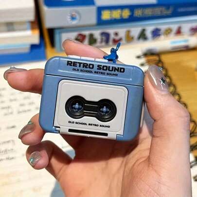 1pc Retro Cassette Tape Mini Recorder Keychain - Vintage Style Dual-Sided Red/Blue Music Toy With Built-In Recording Function, Compact Keychain Accessory, Suitable For Nostalgic Gifts And Music Enthusiasts, Portable Audio Device | Cassette Tape Design | Functional Buttons