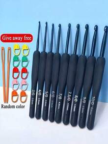 100 件/21 件金属钩针套装，组合装彩色阳极氧化铝钩针多件套针织工具，多尺寸创意工艺 DIY 针织工具，颜色随机配件 - 整套鉤針 - 查看 4