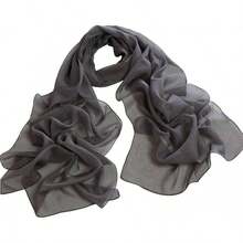 ™   Fashionable Soft Chiffon Scarfhalloween - Solid / Grey - View 12