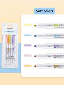5 قطع/مجموعة أقلام تحديد ناعمة الألوان، تصميم رأس مائل، ألوان مائية، لا تنزف، مناسبة للمفكرة والكتاب المقدس والمخطط والملاحظات والبالغين والأطفال والطلاب والمكتب ولوازم التعلم