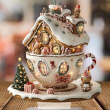 كوب بشكل بيت زنجبيل من الأكريليك بطراز بوهيمي مع شعار وشارة - ديكور مكتبي للكريسماس، متعدد الاستخدامات، بدون نص، مناسب للمنزل والمقهى ومكتب العمل وديكور غرفة النوم