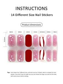 Full Wrap Nail Polish Stickers 1 Sheets Set Summer Nail Art Wraps Self-Adhesive Nail Polish Stickers Waterproof Long-Lasting Fashionable Gel Nail Strips DIY