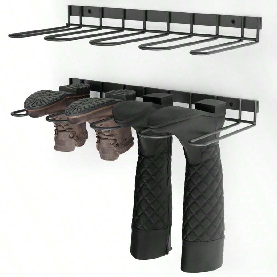 Boot Rack - Wand Mounted Boot Stand für 4 Paare - Metall Boot Storage Rack für Outdoor und Indoor - Schuh Storage Rack für Eingang, Garage, Mudroom