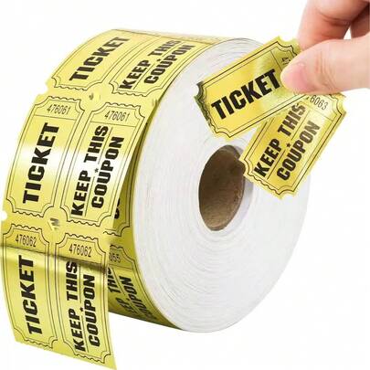 2000 张抽奖券，金色双卷金属金箔券，适用于活动、教室或学校嘉年华、秋季集市、家庭游戏奖品、派对用品礼品、数字筹款券奖品（1000 张）。