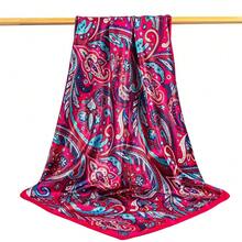 Mulberry Silk Scarfs Small Square Scarfs For Women 21" X 21" Lightweight Square Satin Head Scarf Neck Scarves{"Size_name":"35\"","Color_name":"Rose"} - 玫瑰英吋 - 查看 6