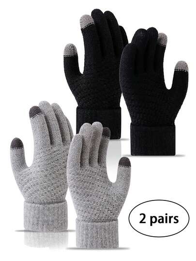 Guanti invernali per bambini e bambine, con texture spessa e calda, in grado di resistere efficacemente al freddo. Sono adatti per l'abbigliamento da ciclismo e sono guanti in lana lavorati a maglia sensibili al tocco.