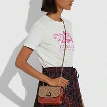 Coach Madison 16 Camellia Twist-Lock Signature Logo Colore a blocchi Mini Tote Spalla Borsa a Tracolla C0829-B4NQ4