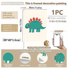 1 gerahmtes/Leinwand Wandkunst, Dinosaurier Tier Thema Dekoration. Badezimmer Wanddekoration. Themen Poster, Schlafzimmer Dekoration, Raumdekoration, Heimdekoration, Ornamente, Winterdekoration für Zuhause, Wanddekoration. Geeignet für Kinderzimmer, Kinderzimmer, Jungen- und Mädchen-Partyräume, Kita-Klassenzimmer Dekoration, wasserfestes Material. Kopfteil Dekorative Tapete, Party Deko Geschenke. Badezimmer Wanddekoration.