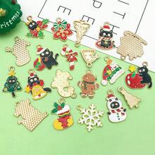 20 件圣诞珐琅饰品吊坠圣诞帽雪花吊坠合金珐琅饰品散装适用于项链手链耳环珠宝制作圣诞树装饰 - 彩色 - 查看 3