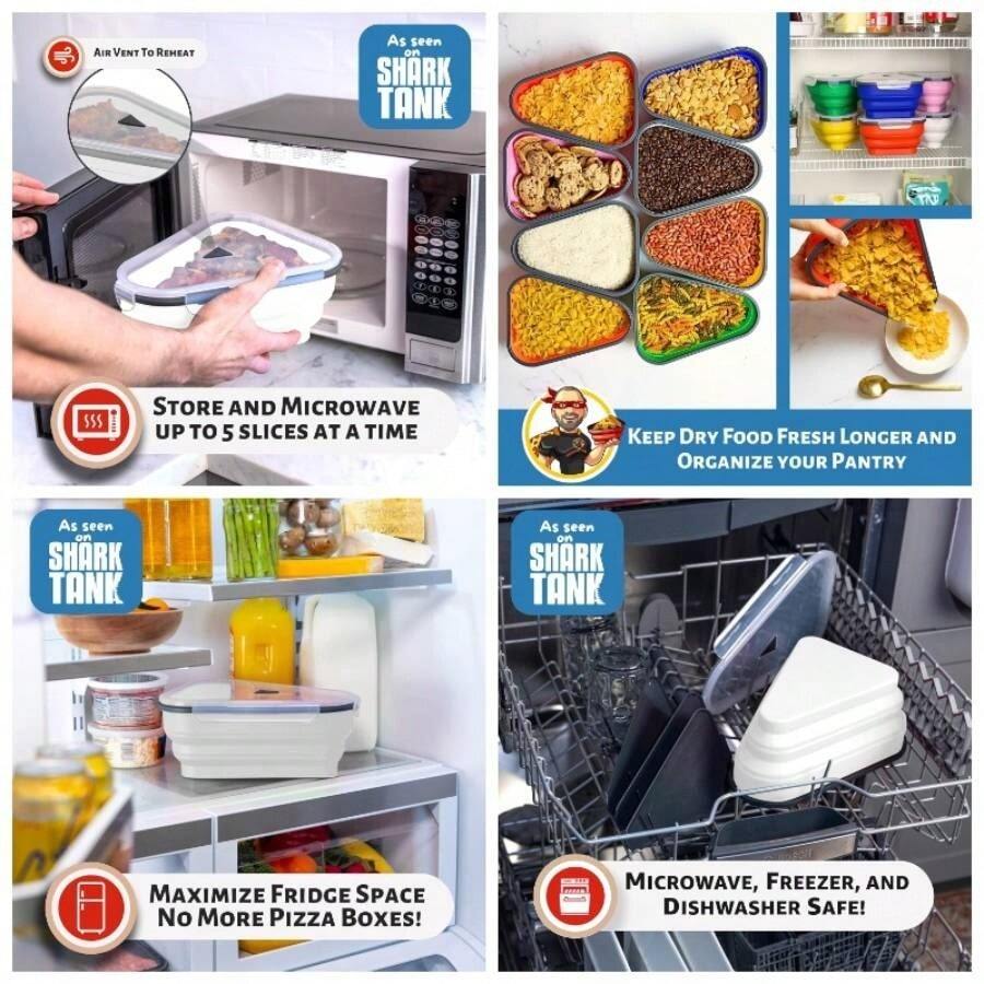 El Perfecto - Contenedor De Almacenamiento De Reutilizable Con 5 Bandejas Para Servir En El Microondas - Contenedor De Rebanadas De Ajustable Sin Bpa Para Organizar Y Ahorrar - Blanco - Ver 1