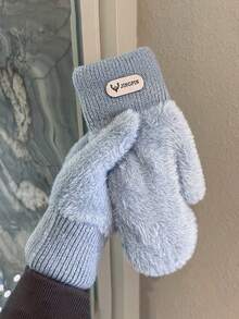 1 buc mănuși de schi pentru femei, groase, de culoare solidă, plus puf, iarna, toamna, calde, rezistente la vânt, unisex, moale, tricotate, pentru vreme rece, căptușite termic, pentru alergare, conducere, drumeții, schi și cadou, mănuși de schi în aer liber pentru schi și lupte cu bulgări de zăpadă - Multicolor - Vizualizare 5