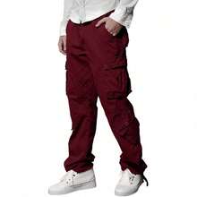 Men's  Cargo Pants - 紅色 - 查看 2