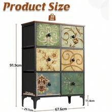 Cmoda con 6 cajones de Tela, Cmoda para Dormitorio, Mueble de Almacenamiento, Muebles de Dormitorio, cajonera para Cocina, Oficina, Pasillo, Mueble para TV con cajones, Estilo rstico