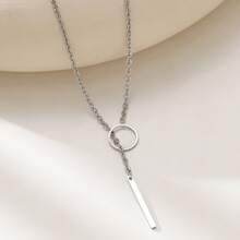 Women's Y-Necklace With Round & Rectangular Pendants, Delicate Chain Design, Essential For Casual Outfits, Versatile Accessory For All Year Round, Modern Necklace, Spiral Pendant Shape, Fashionable Statement Piece, Ideal For Jewelry Lovers, Birthday, Holiday, Christmas, New Year Gifts