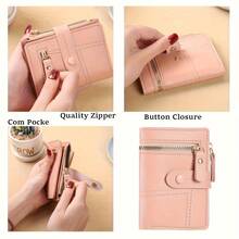 Women's Fashion Wallet - New Solid Color Card Holder Thin Style - Multiple Card Slots For Credit Cards - ID Card Holder, (4 Colors Available) - Rose Red - View 6