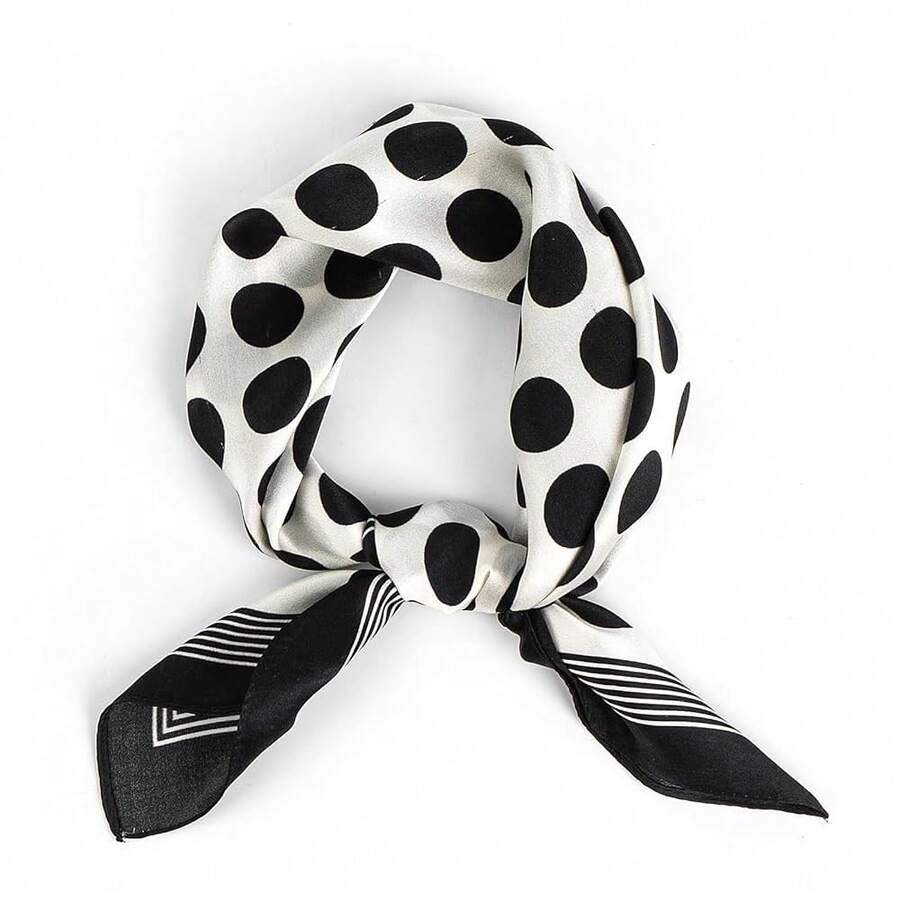 Mulberry Silk Scarfs Small Square Scarfs For Women 21" X 21" Lightweight Square Satin Head Scarf Neck Scarves{"Size_name":"21x21inch","Color_name":"Black"} - FLack21x21英寸 - 查看 1