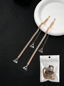 2pcs/Pair Diamond Decorated Women's Bra Straps Metallic Backless Bra Underwear Accessories, For Rave