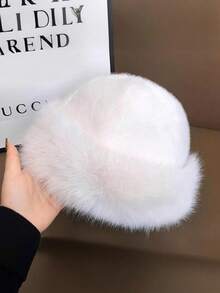 1pc New Winter Woolen Hats For Women, European, American And Korean Style Warm Hats For Autumn And Winter, Fashionable Solid Color Ones That Look Good On The Face, Small And Versatile Mongolian Hats With Thickened Design - A - View 7
