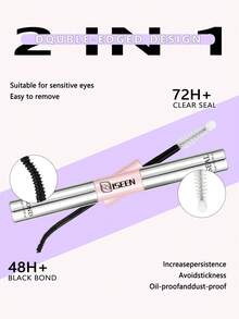 1支5毫升睫毛胶水，5毫升封层液，强力睫毛粘合剂，二合一睫毛胶水和封层液，防水持久，适合DIY睫毛嫁接 - 黑色 - 查看 2