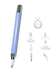 Glowing Diamond Brush With Magnifying Glass And 5 Shapes Of Pen Tips, Multi-Function DIY Hand Tools, Ergonomic Grip Design, Plastic/Aluminum Alloy Material, A Variety Of Colors To Choose From