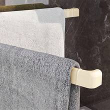 Toallero giratorio de 180 grados con ventosa, sin perforación, sin instalación, estante de almacenamiento ajustable para baño, estilo de aceite de leche, sensación de alta gama, gancho para baño, fuerte adherencia, sin caídas, artefacto de renovación de Año Nuevo