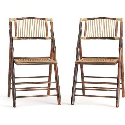 Folding Bohemian Bamboo Chairs With Curved Backs Modern Bamboo Folding Dining Chairs 300 Lb. Static Weight Capacity Set Of 4