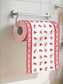 Christmas Kitchen Paper Towels, 3-Ply Thickened Roll, Disposable Kitchen Cleaning Dry & Wet Dual-Use Household Thickened Roll Paper, Disposable Kitchen Paper Towels, Washable Dry & Wet Dual-Use, Cleaning Supplies, Random Style Selection, Christmas Family Cleaning Tools, Christmas Gift, Christmas Decorative Paper Towels - Multicolor - View 3