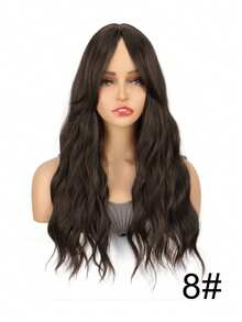 18 英寸女士假发顶部稀疏头发耐热纤维合成女士卷发波浪形（渐变浅棕色至金色） - 彩色 - 查看 12