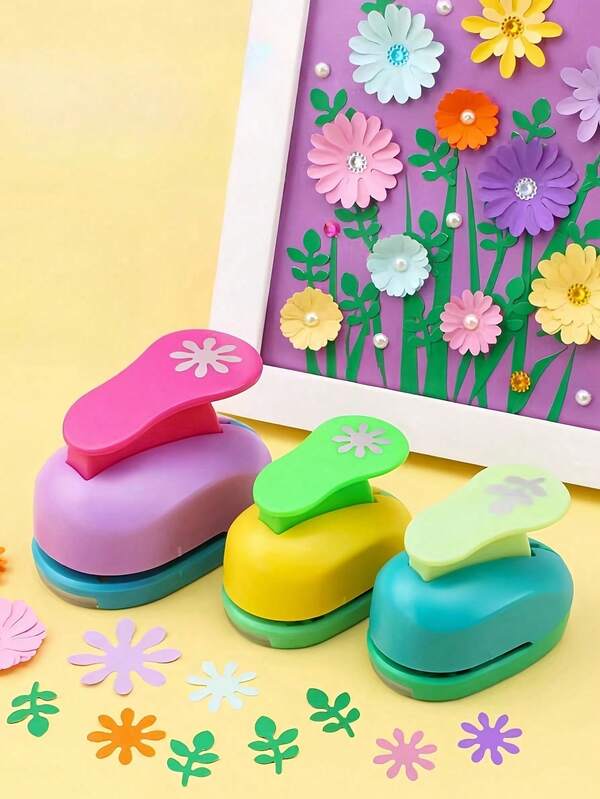 Dziurkacz do kartek i tkanin DIY - wszechstronna ręczna maszyna do wytłaczania z kolorowymi wzorami kwiatowymi, zestaw dziurkaczy do papieru z wykrojnikiem w kształcie koła, idealny do scrapbookingu, rękodzieła papierowego i prezentów, nie wymaga baterii, dziurkacze do papieru do rękodzieła (kolor standardowy, losowy)