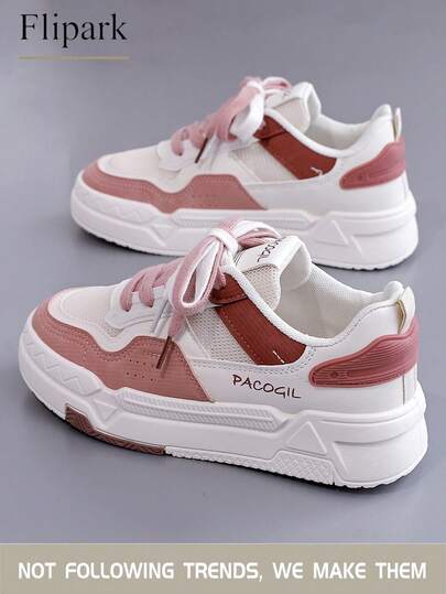 Flipark Women's Outdoor Sports Shoes, White Platform Sneakers, Breathable Casual Shoes, 2024 Spring Autumn New Style