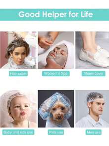 100pcs Disposable Transparent Waterproof Shower Cap, Thick Large Size, High Elasticity, For Bathing And Hair Care, Convenient For Travel - Multicolor - View 5