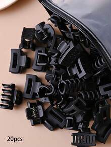 15/20/30个装多功能时尚黑色混合迷你发夹，女士刘海夹，简约复古顶部发夹，适合各种发型，冬季发饰，夏季海滩度假必备 - 黑色 - 查看 7