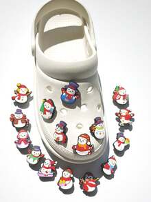 16 قطعة من سلسلة بابا نويل للكريسماس اكسسوارات أحذية صنع يدوي، تميمات قابلة للفصل للأحذية الصندلية، مناسبة كهدايا عيد الميلاد والأعياد والحفلات