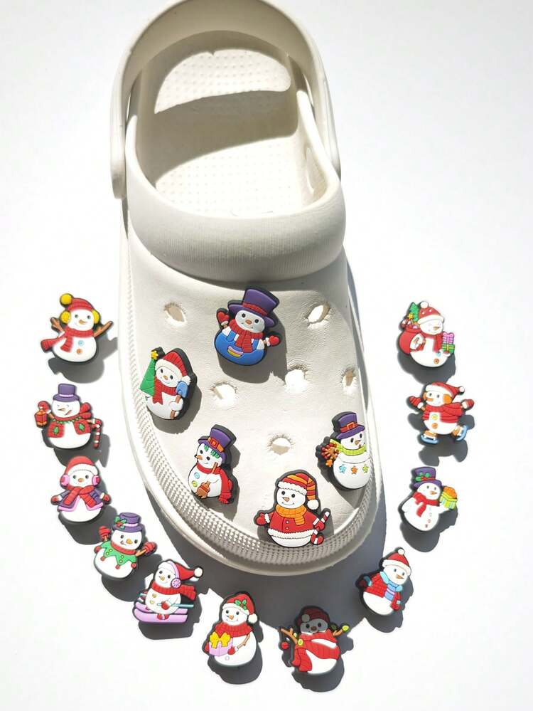 16 件圣诞老人系列 DIY 时尚凉鞋配饰，可拆卸凉鞋饰物，适合圣诞节、生日、派对礼物 - 彩色 - 查看 5